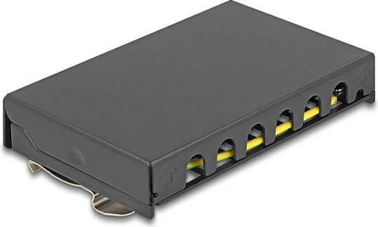 Panel bosh DeLOCK 6-port për module Keystone RJ, montim shinë DIN/Mur, metal, i zi
