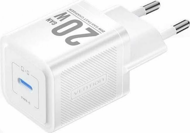 Karikues Vention FEPW0-EU 20W 1x USB-C 3A GaN III, i bardhë