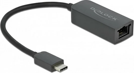 Adapter rrjeti DeLOCK USB-C në LAN RJ45 2.5GbE, 0.16 m, i zi