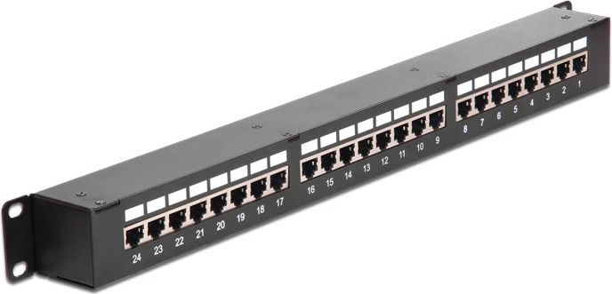 Patch panel DeLOCK 43295, 24 porta, Cat6, 1U, e zezë