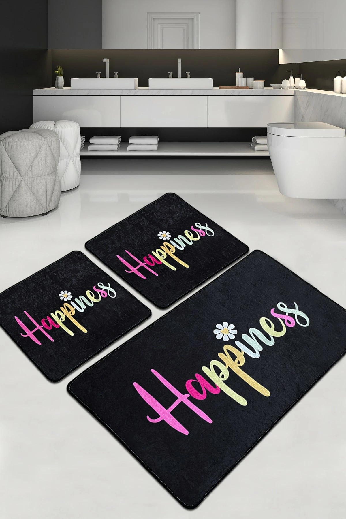 Set tapetash për banjo, 3 copë, Mijölnir Happiness Djt