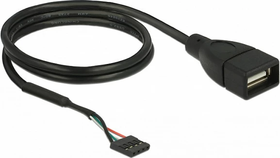 Kabllo USB DeLOCK USB 2.0, header 5-pin femër në USB-A femër, 60 cm, e zezë
