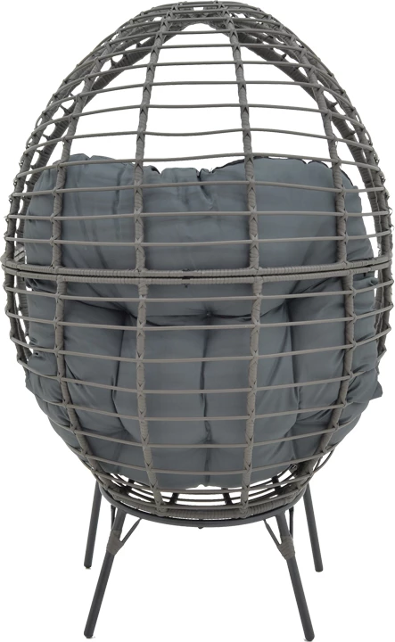 Karrige Nestie, bastun, ngjyrë gri, këmbë metalike, jastëk gri, 102x80x155cm