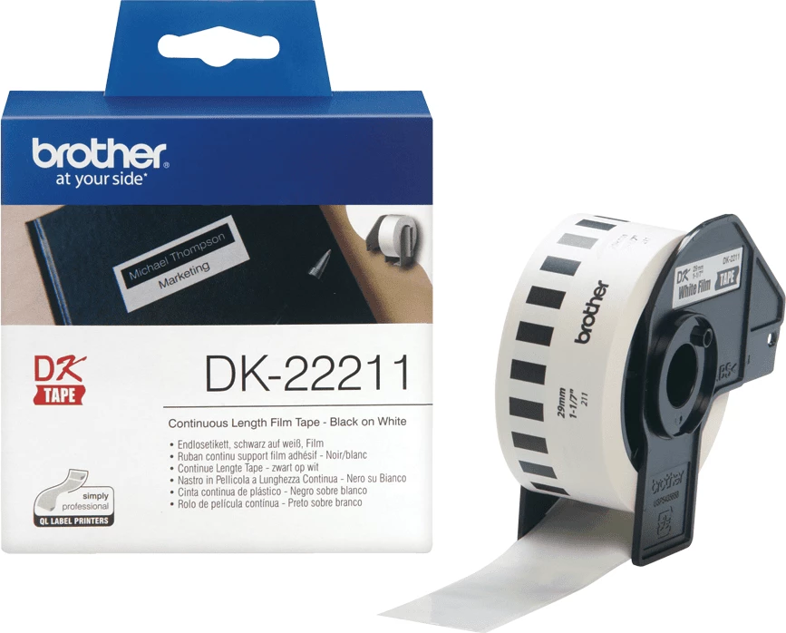 Shirit etikete i vazhdueshëm Brother DK-22211 29mm x 15.24 m, e bardhë