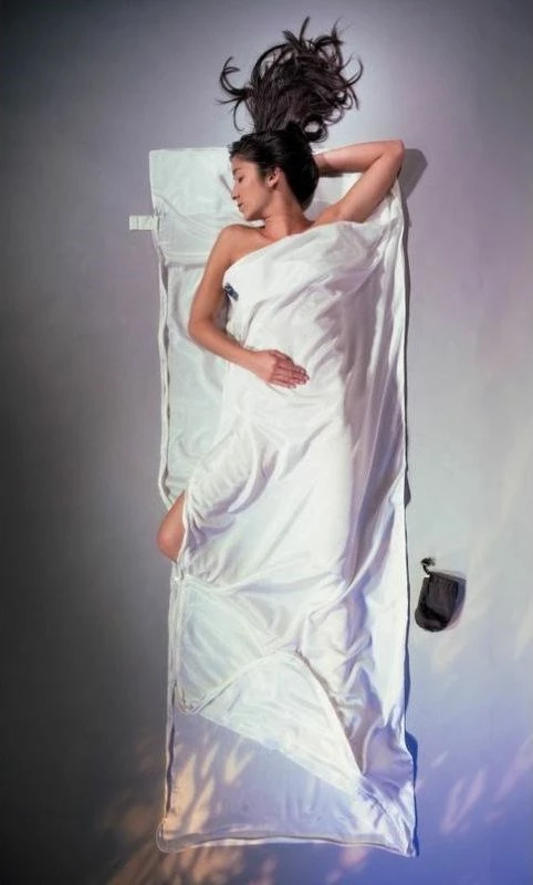 Thes gjumi liner COCOON TravelSheet Coupler mëndafsh/pambuk, i bardhë