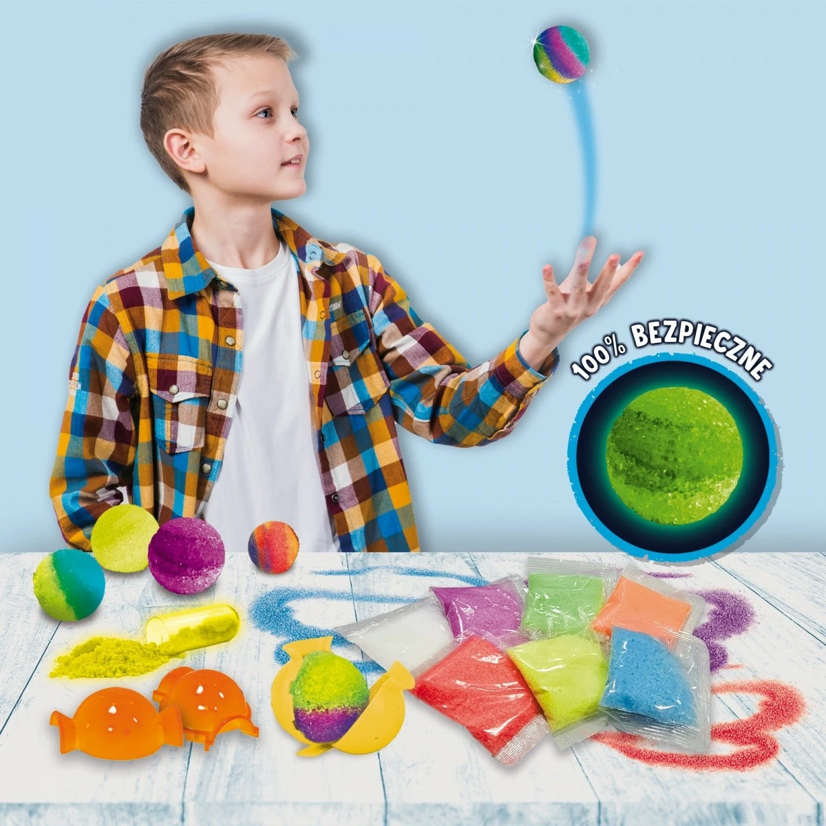 Set edukativ shkencor, Lisciani, I'm a Genius Amazing Balls 304-PL110452, krijim topthash kërcyes me shkëlqim në errësirë, 8+