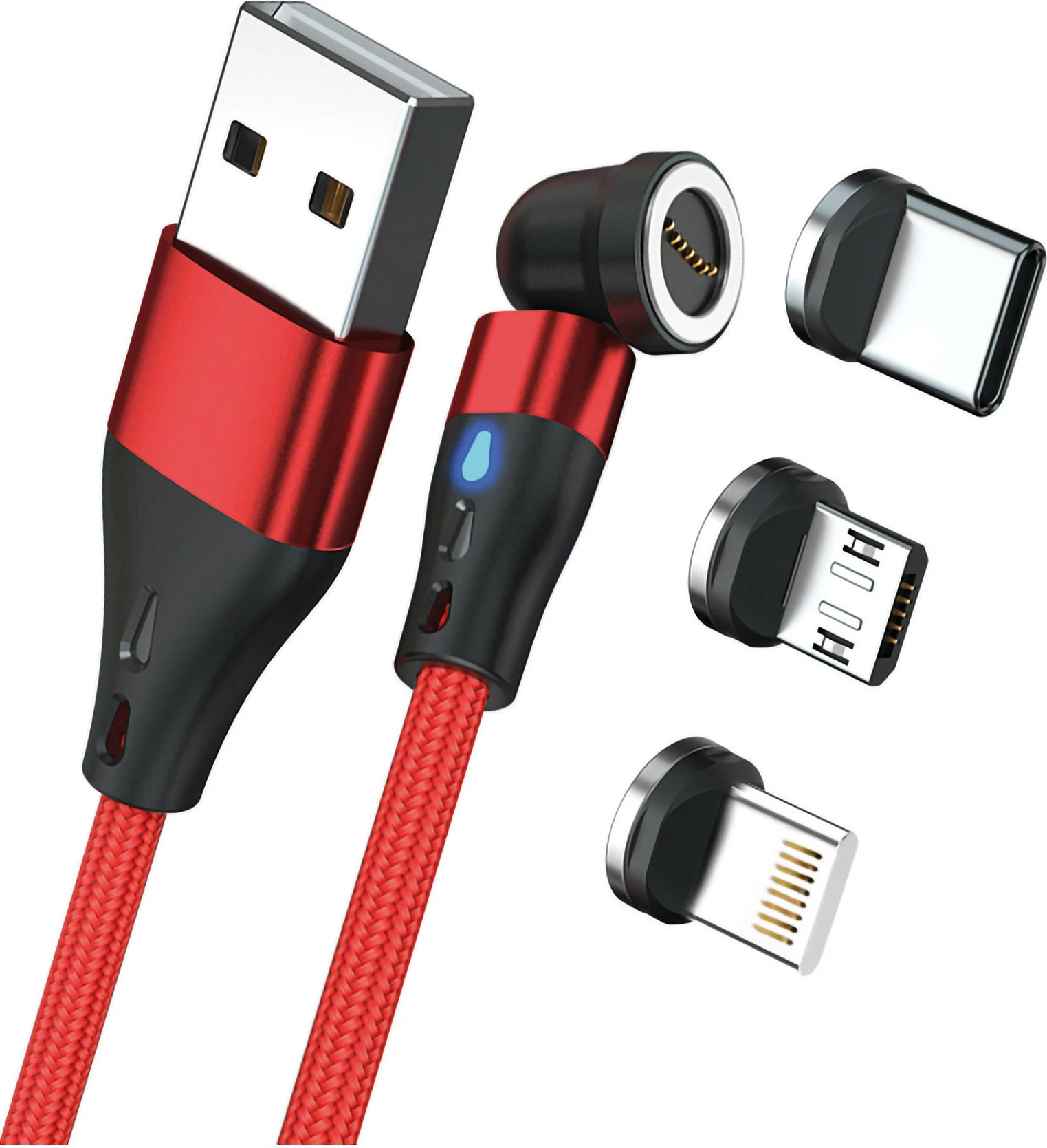Kabllo karikimi magnetike RealPower MagneticCharge3, USB-A, 1 m, e kuqe