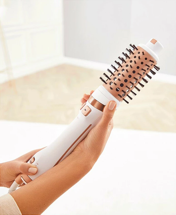 Furçë me ajër të nxehtë Rowenta Brush Activ Ultimate Care CF9720, rrotulluese, jonike, 3 shpejtësi/temperatura, bakër/bardhë