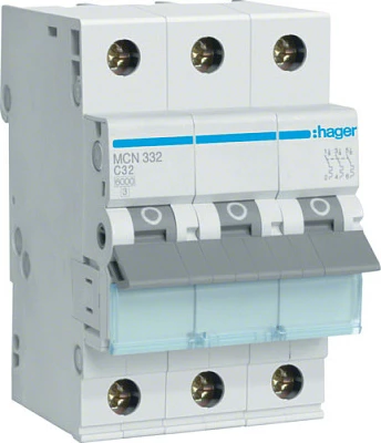 Siguresë automatike Hager MCN332, 3P, C32, 6kA, 3 module