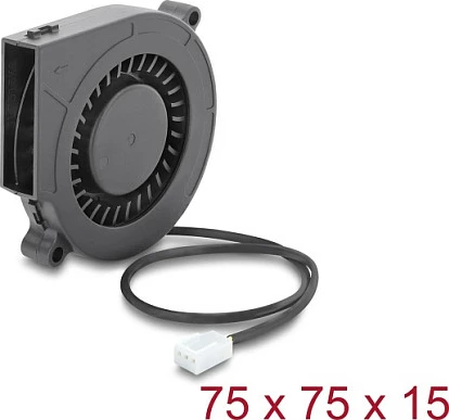 Ventilator ftohës radial DeLOCK 12V DC 75x75x15mm, 3-Pin, i zi