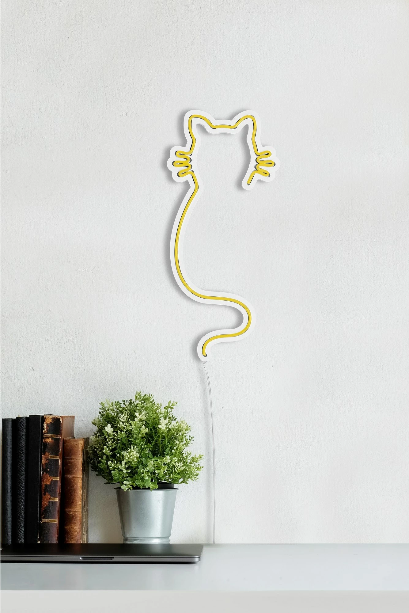 Dekor dritash LED plastike, formë mace, ngjyrë e verdhë - 5