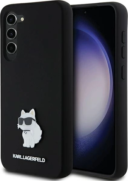 Mbështjellës Karl Lagerfeld Silicone Choupette Metal Pin për Samsung Galaxy S24+, i zi