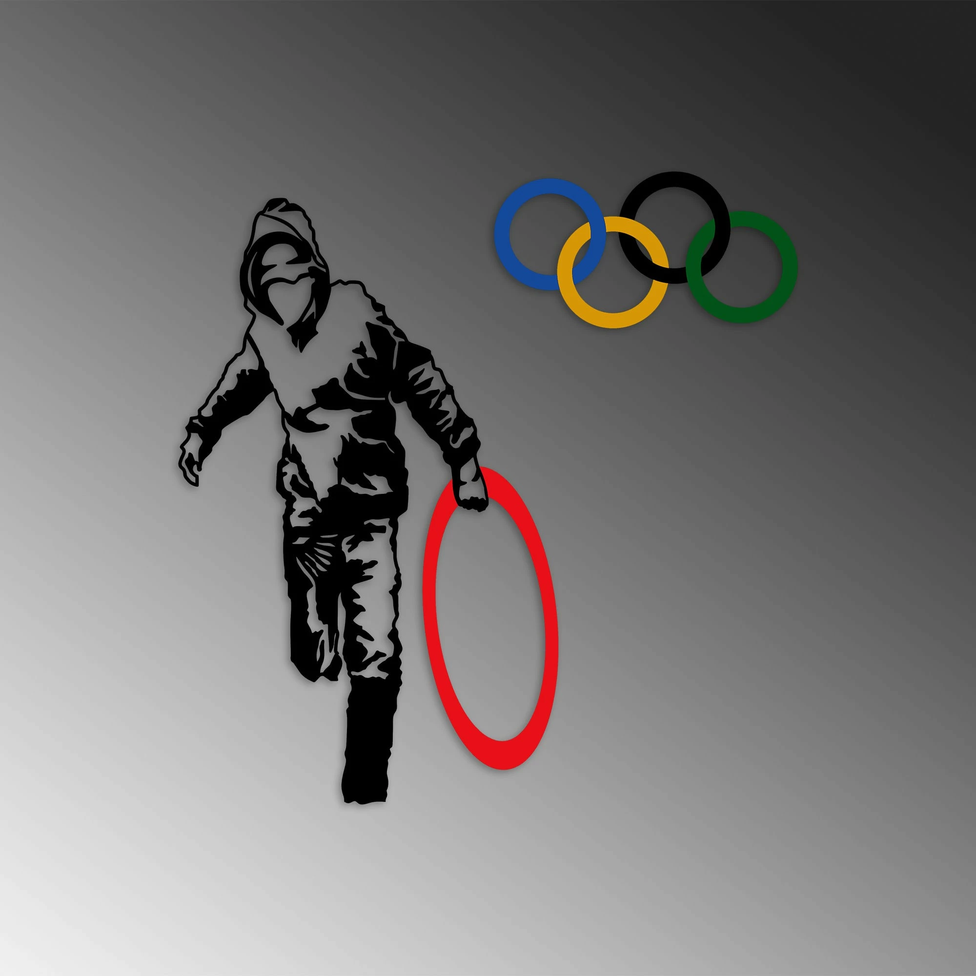 Aksesor dekorativ metalik për mur Wallity, Banksy - 7, shumëngjyrësh, 62x61cm