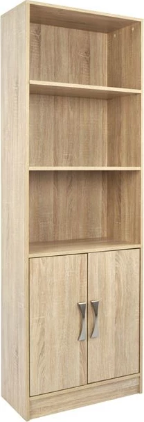 Librari melamine, ngjyrë sonama, me dorezë metalike, FH2027.03, 60x30x180 cm