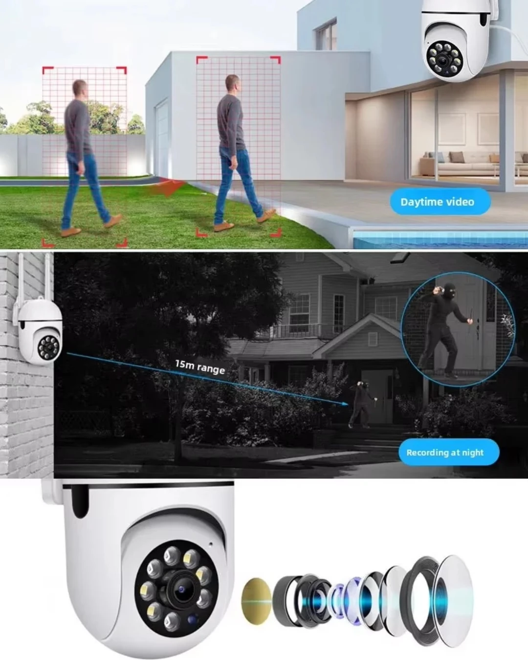 Kamerë Wi-Fi A7 PTZ 360° me Shikim Natën dhe Audio në Dy Drejtime 4