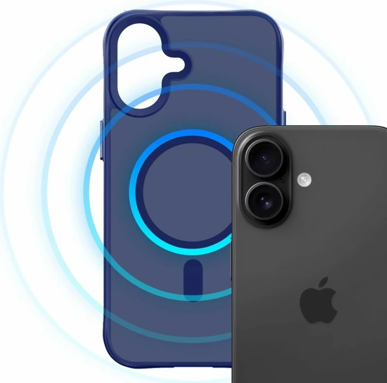 Maskë telefoni 3mk Smoke MagCase për iPhone 16, blu-transparente