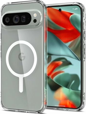 Mbështjellës Spigen Ultra Hybrid OneTap Ring MagSafe për Google Pixel 9 Pro XL, e bardhë, me xham të kalitur