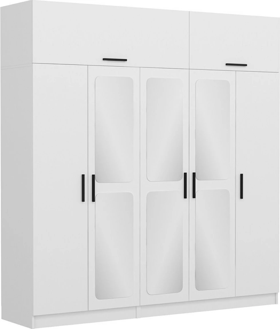 Dollap për dhomë gjumi, ngjyrë e bardhë, Skye Decor, 225x255x52 cm, 9 pjesë