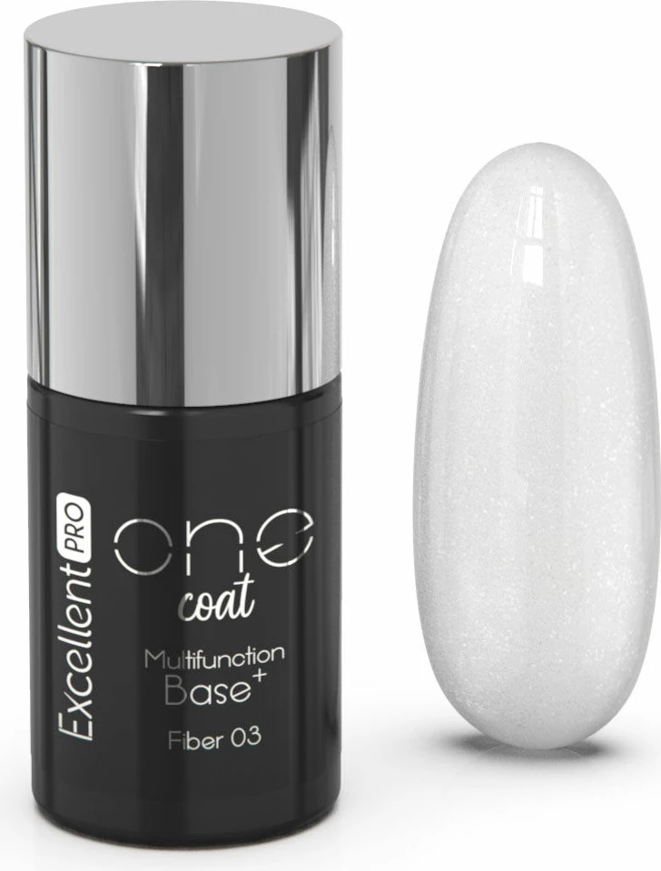 Bazë hibride për thonj Excellent PRO One Coat Multifunction Fiber Base Sparkling Snow për femra 7g