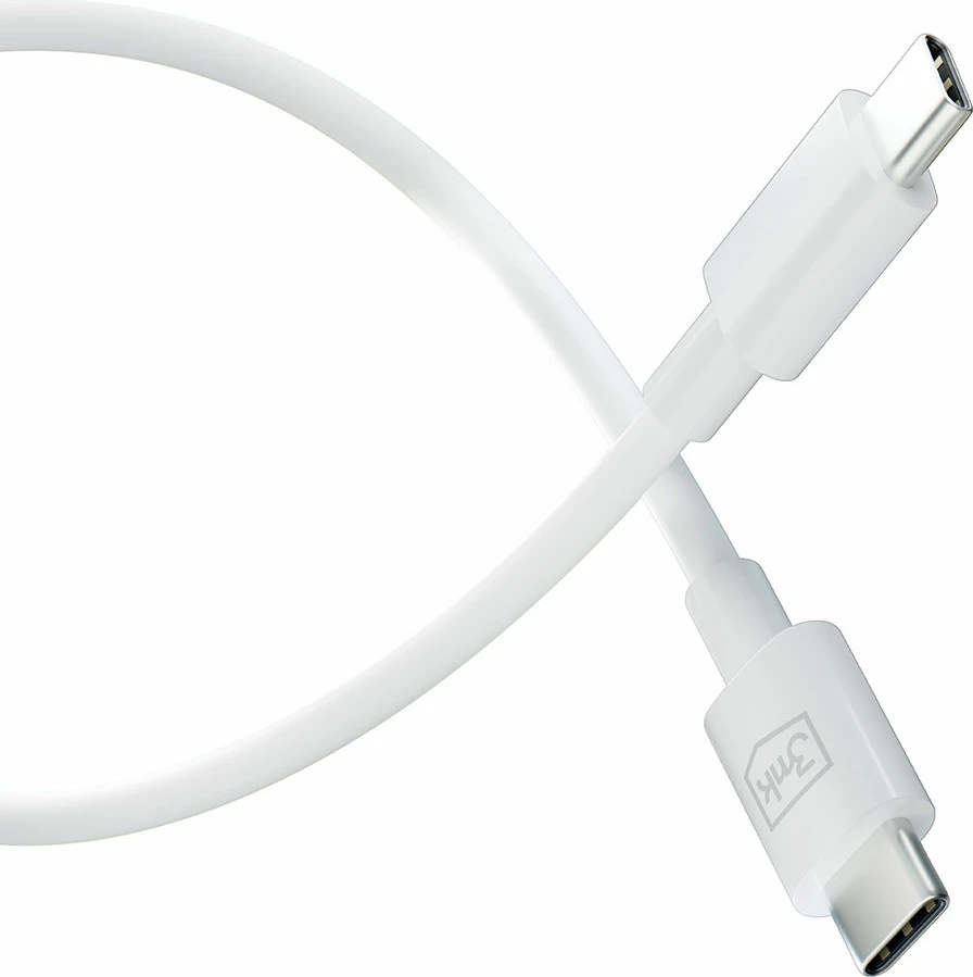 Kabllo USB-C në USB-C 3mk Hyper Cable, 1.2m, 100W, Bardhë