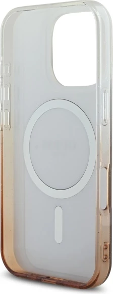 Mbështjellës MagSafe Guess IML Glitter Gradient për iPhone 16 Pro Max, kafe