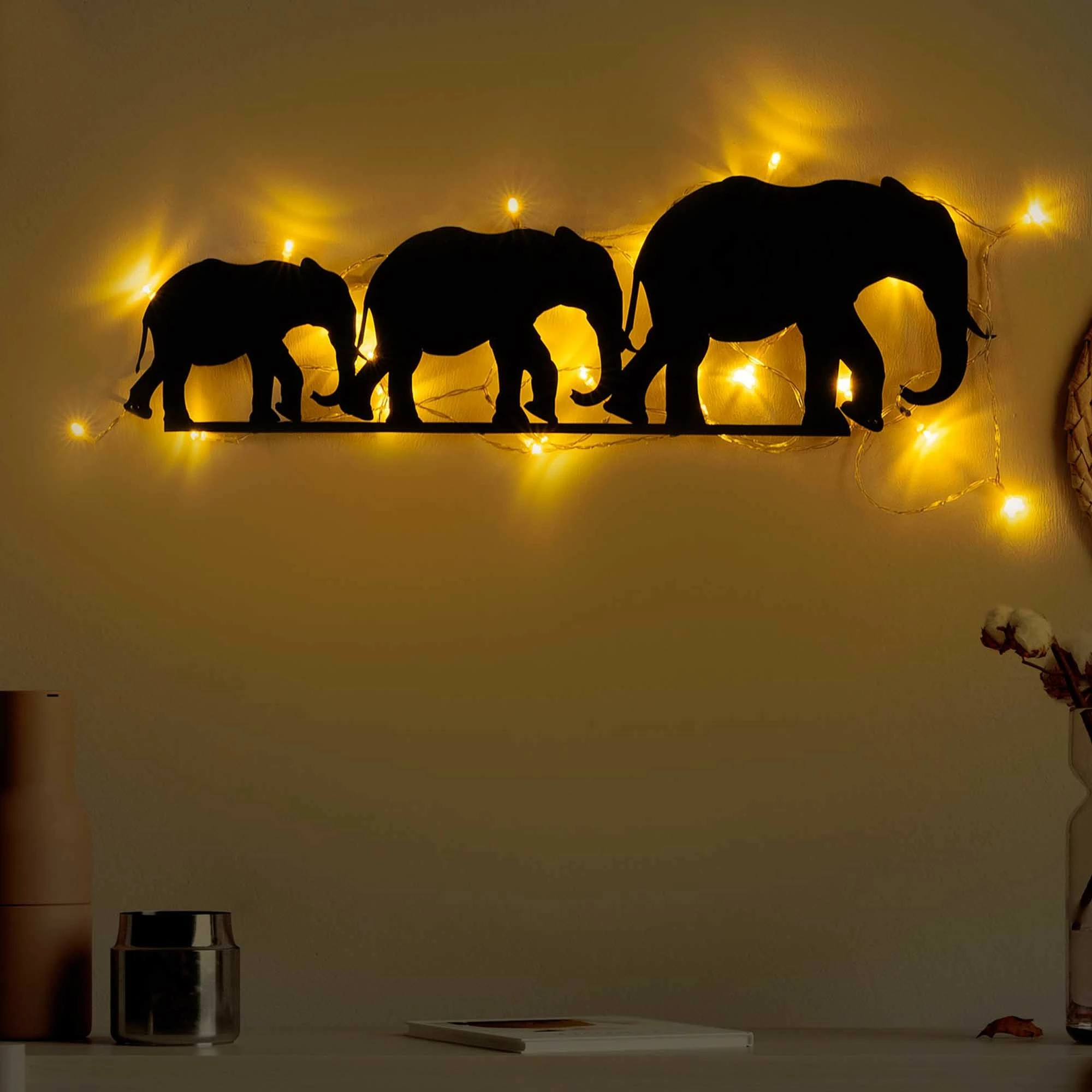 Aksesor dekorativ metalik për mur, elefant, Wallity 070