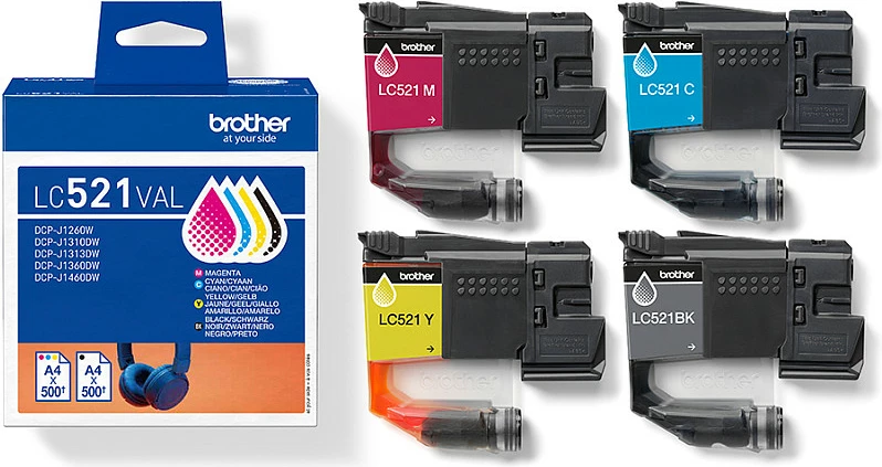 Kartrixha boje Brother LC521VAL multipack, 4 copë (Black/Cyan/Magenta/Yellow)