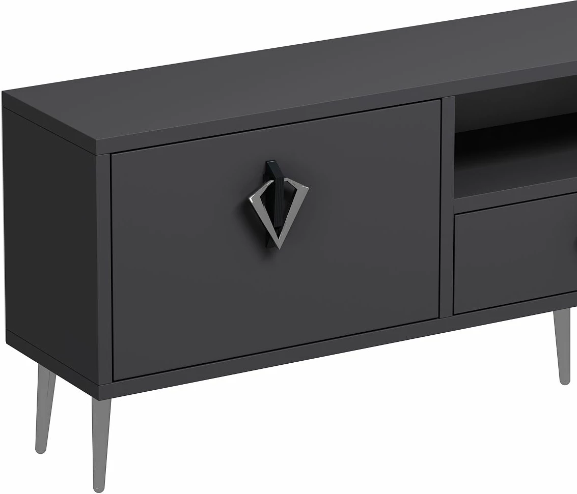 Komodë TV Skye Decor, 1311-DROP-32, antracit, e zezë, argjend