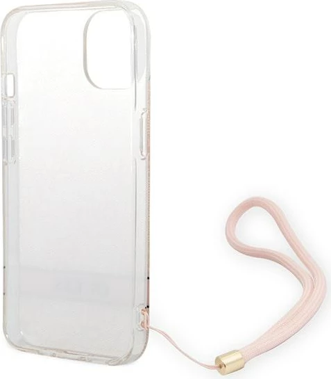 Mbështjellës Guess GUOHCP14MH4STP për iPhone 14 Plus 6.7", rozë me varëse