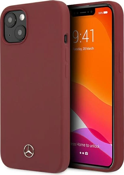 Mbështjellës Mercedes Silicone Line për iPhone 13 mini 5.4\", i kuq, në kuti