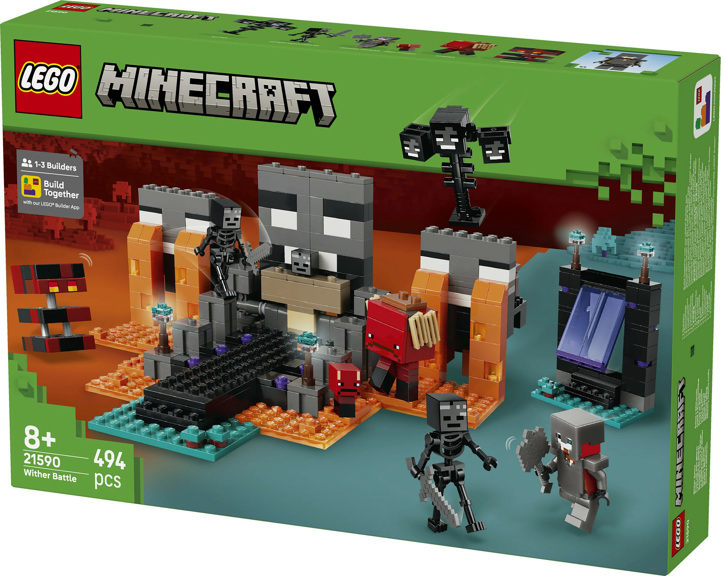 Set ndërtimi LEGO Minecraft Wither Battle 21590, 494 copë, 7 figura, shumëngjyrësh