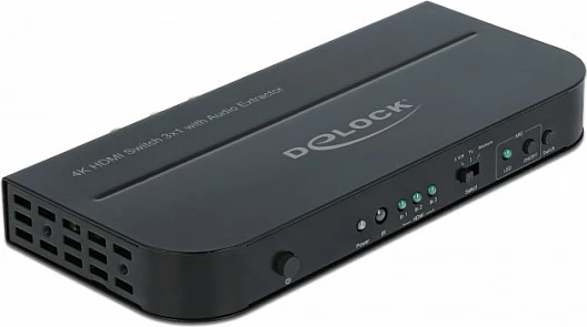 HDMI Switch DeLOCK 3x HDMI në 1x HDMI, 4K@60Hz, Audio Extractor, i zi