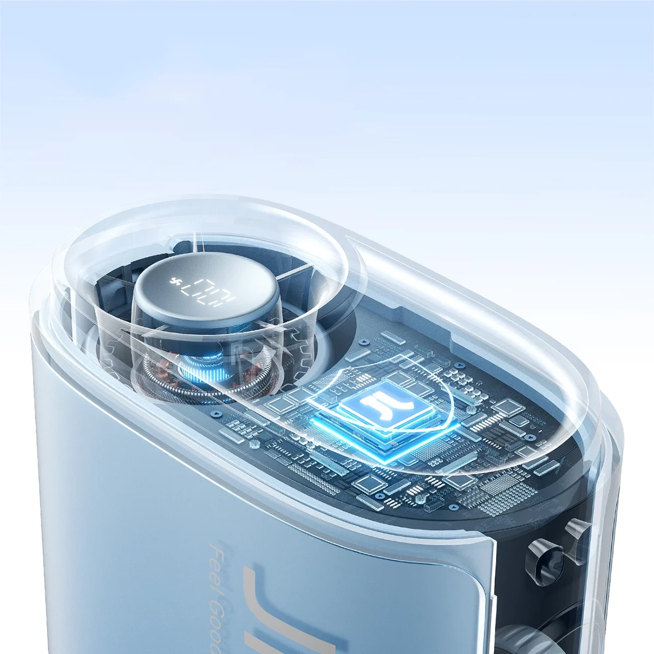 Ventilator mini për qafë Jisulife Neck Fan 5, 4500mAh, 3-në-1, USB-C, me litar, blu