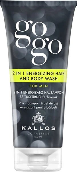 Shampon dhe xhel për trup Kallos GoGo 2in1 Energizing për meshkuj, 200ml
