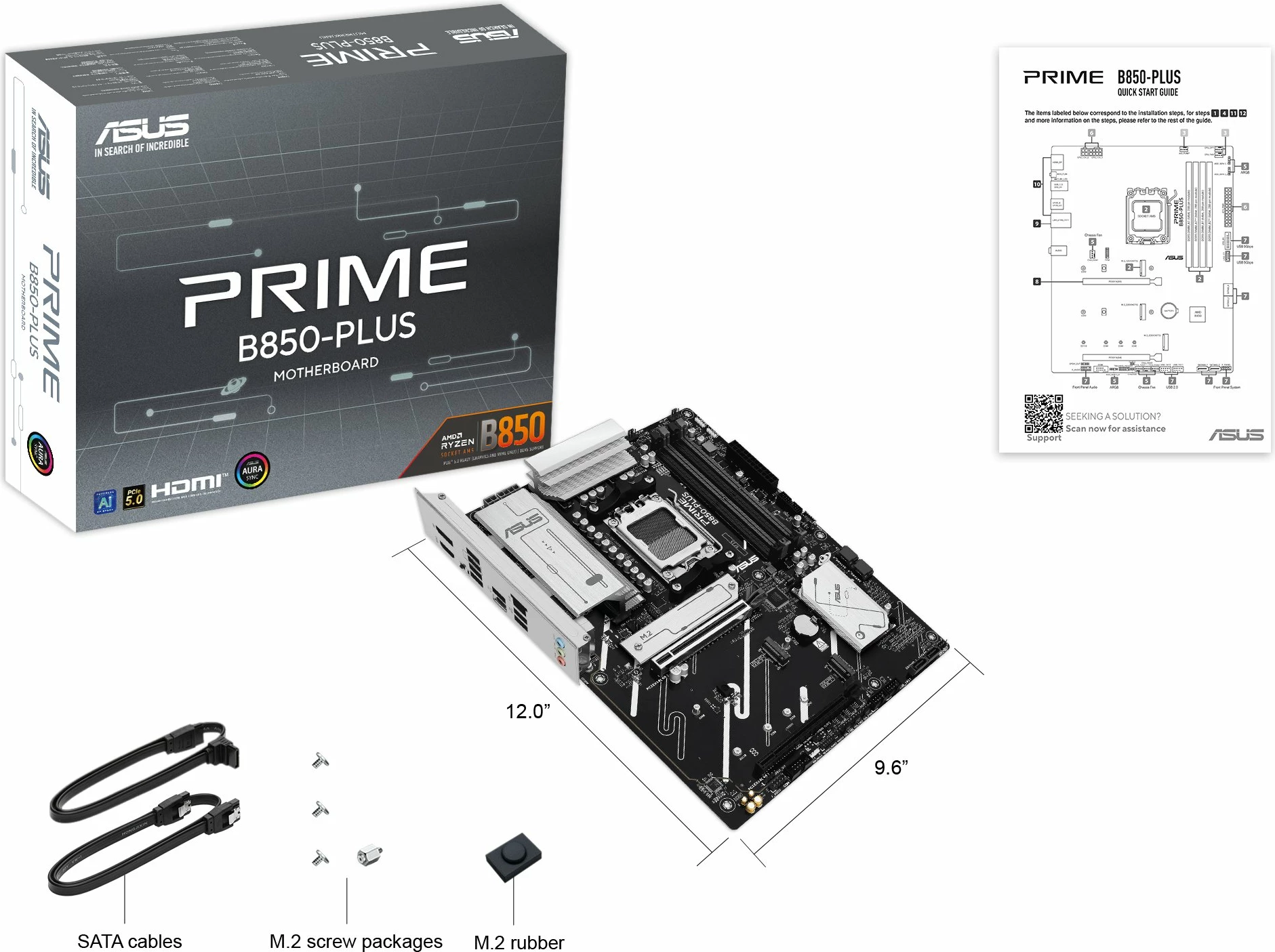 Pllakë amë Asus PRIME B850-PLUS-CSM ATX DDR5 deri 256GB, 3x M.2, 2.5GbE