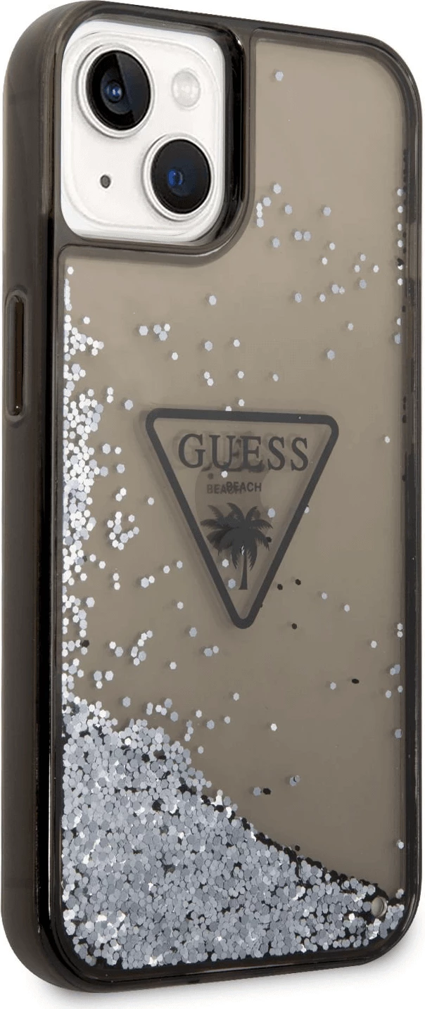 Mbështjellës silikoni Guess GUHCP14MLFCTPK për iPhone 14 Plus 6.7\", me glitter lëvizës, i zi