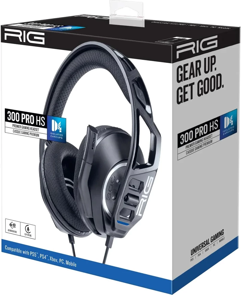 Kufje gaming Nacon RIG 300 PRO HS, wired, stereo, over-ear, 40 mm, me mikrofon, të zeza