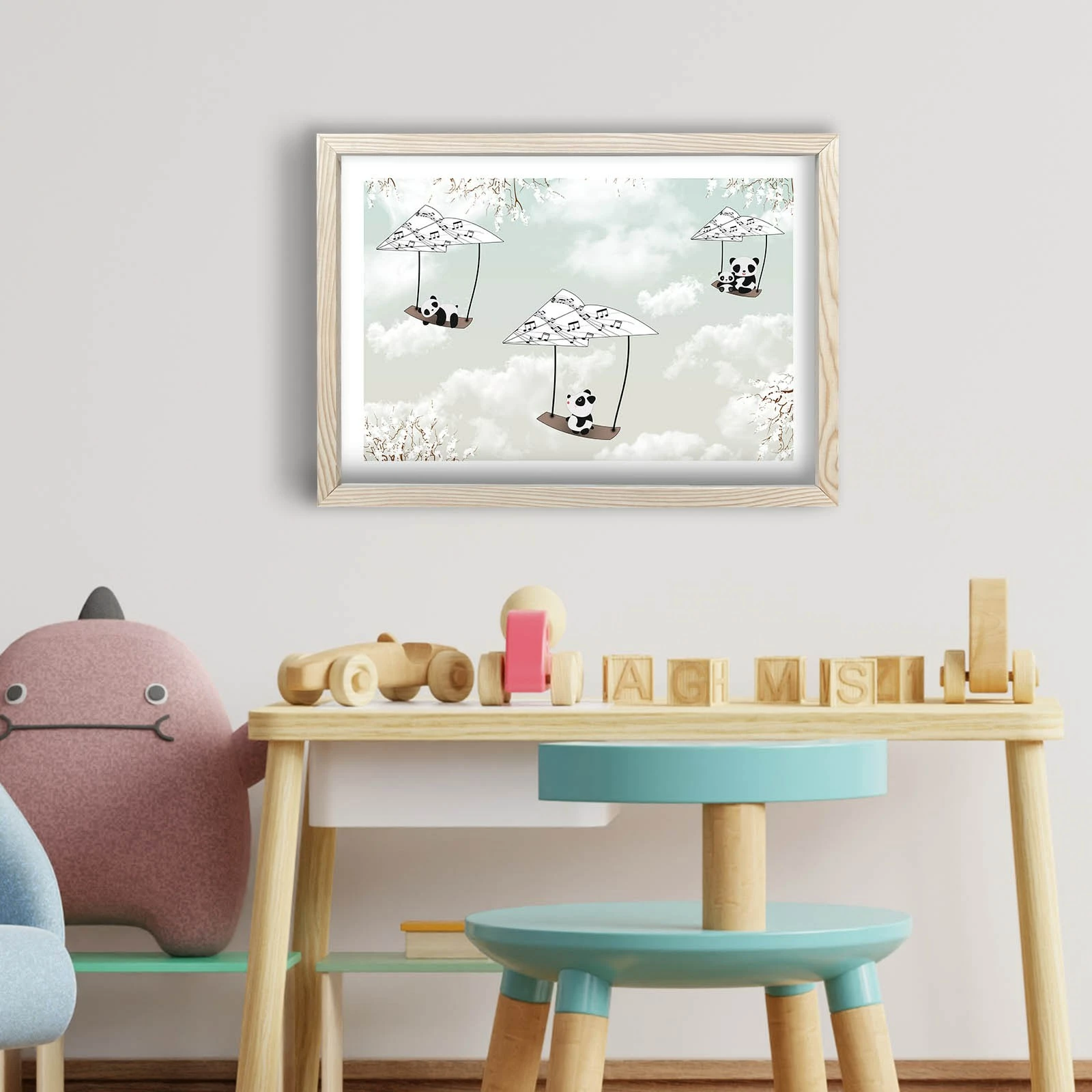 Pikturë dekorative me kornizë MDF, Wallity, 38x53cm, e zezë/e bardhë/gri e çelët