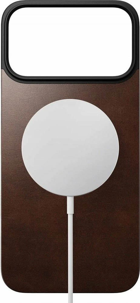 Mbështjellës magnetik prej lëkure Nomad Magnetic Leather Back për iPhone 17 Pro Max, kompatibil me MagSafe, lëkurë Horween, kafe rustike
