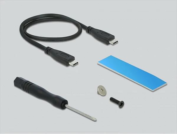 Kasë e jashtme DeLOCK për SSD M.2 NVMe PCIe 2280, USB-C 3.2 Gen 2x2 20Gbps, e zezë