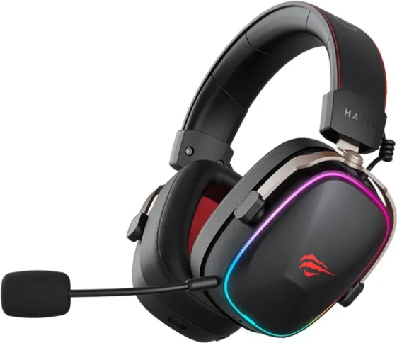 Kufje gaming wireless HAVIT HV-H2039BG, RGB LED, me mikrofon, 2.4GHz/Bluetooth/3.5mm, të zeza