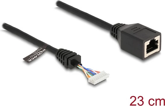 Kabllo DeLOCK RJ45 në pin header 8-pin 2.00mm, Cat5e, 23 cm, e zezë