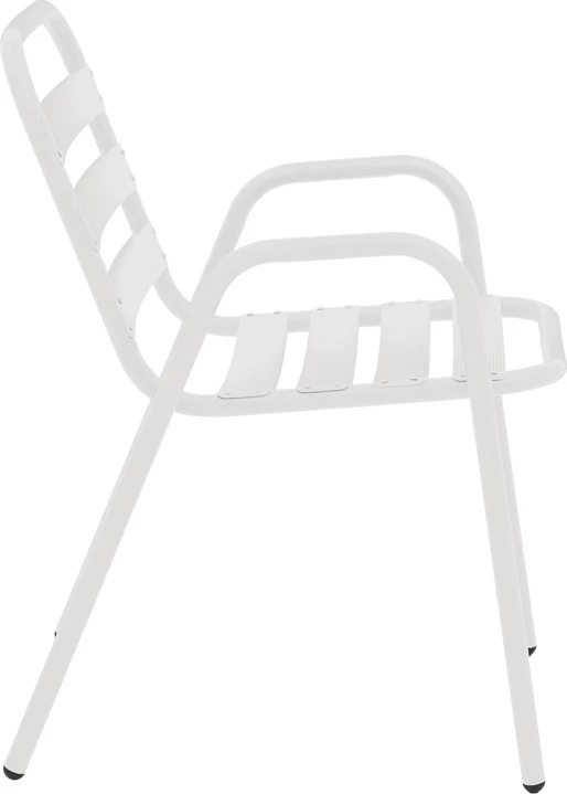 Tavolinë me karrige për terasë, ngjyrë e bardhë, metal-xham, Φ60x70cm