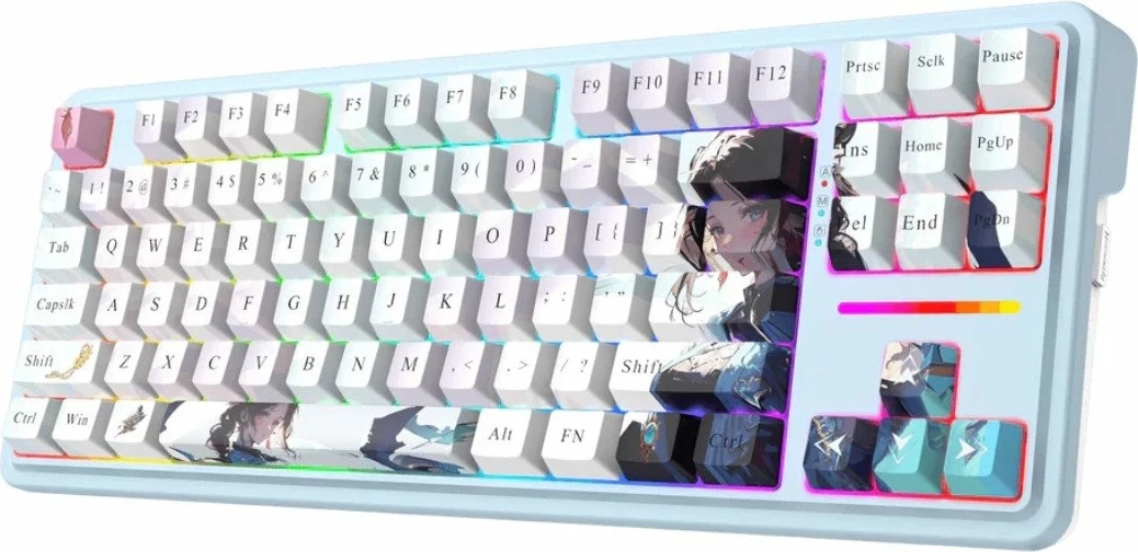 Tastierë mekanike gaming Redragon Antonium Pro K728AK-RGB-PRO 75% tri-mode RGB hot-swap Lion L (yellow) US layout 4000mAh blu-bardhë