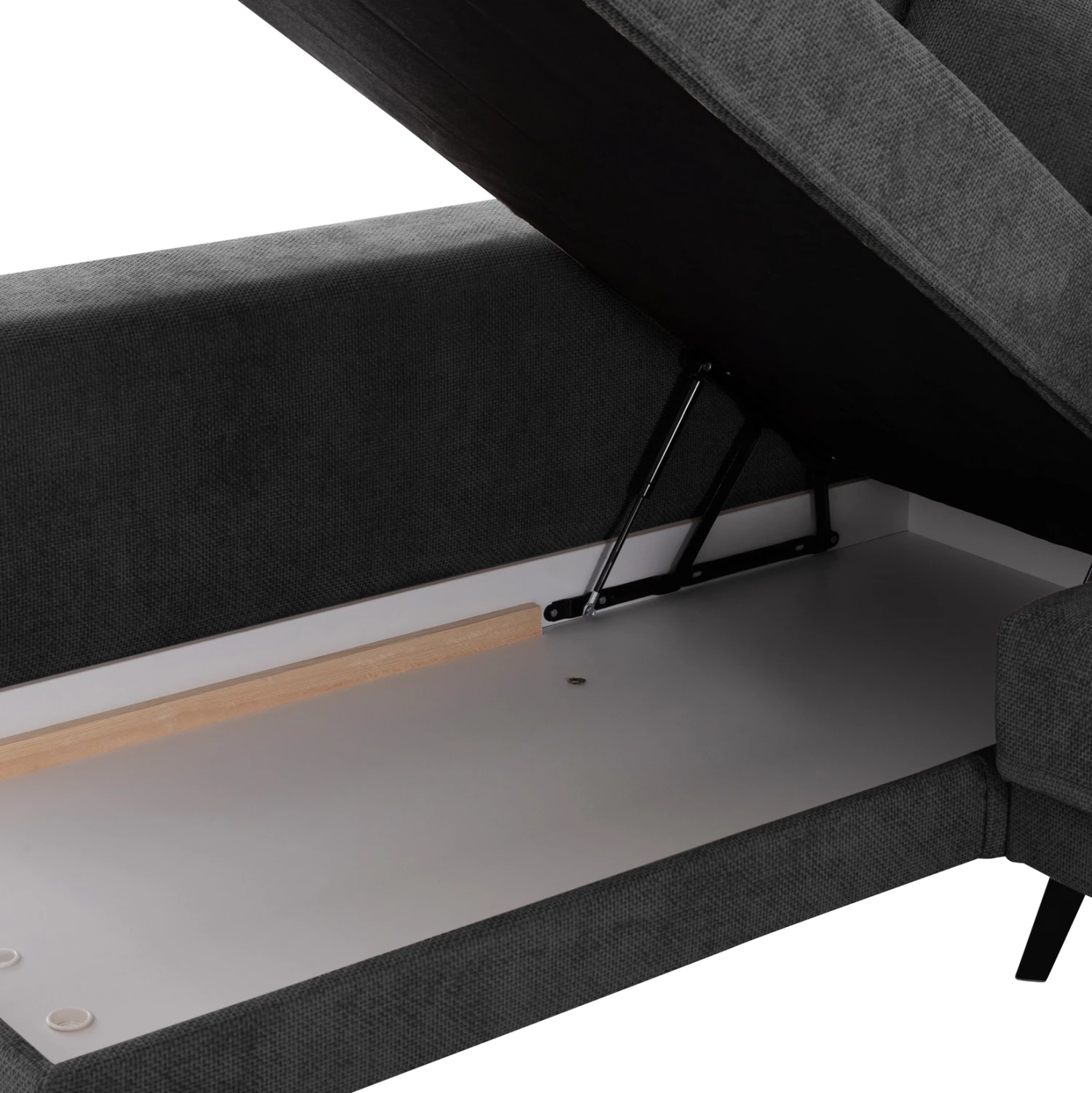 Kënd-sofëbëd majtas Zenora, material tekstili gri e errët, FH3337.01L, 303x214x80cm