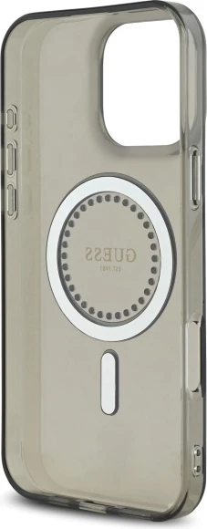 Mbështjellës Guess IML Rhinestones MagSafe për iPhone 16 Pro Max, Zi