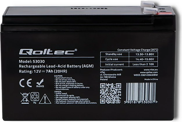 Bateri Qoltec 53030 AMG, 12V, e zezë