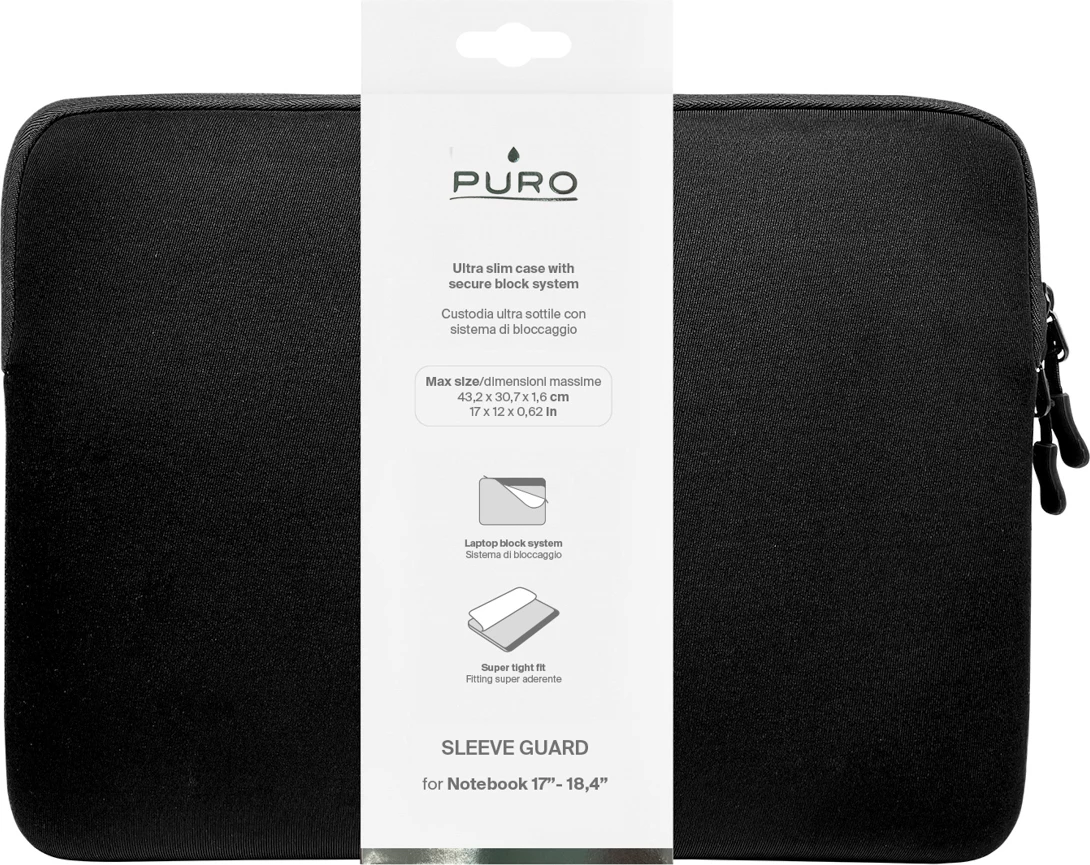 Çantë laptopi Puro Slim Guard 18", e zezë