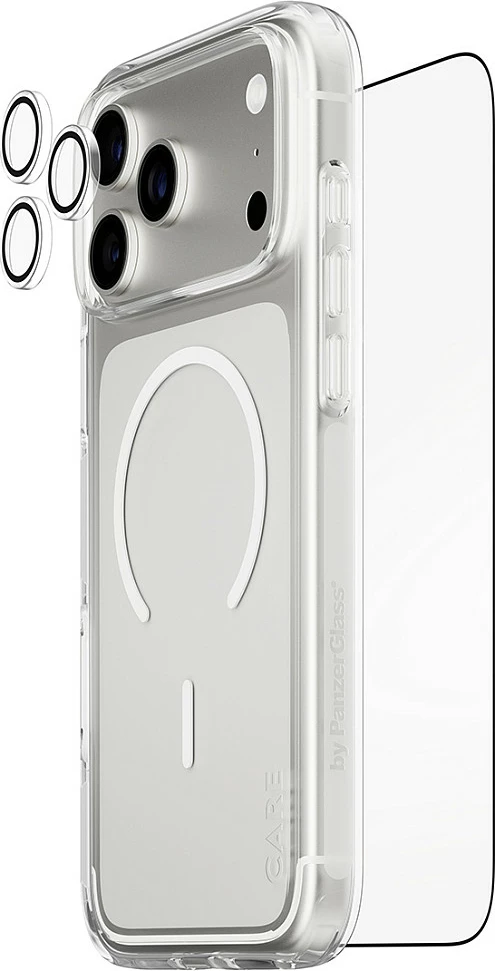 Mbështjellës PanzerGlass CARE 3-in-1 Flagship Explorer Bundle për iPhone 17 Pro Max, transparent
