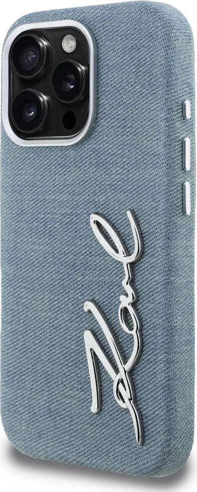 Mbështjellës Karl Lagerfeld Signature Jeans për iPhone 16 Pro Max me MagSafe, blu, me kuti